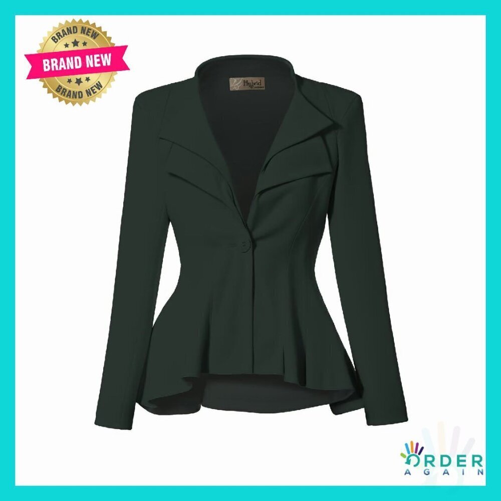 Oversized Peplum Blazer Double Lapel Stretch Comfortable Work Office Chic